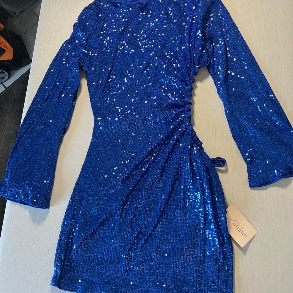 SHEIN Vibrant Blue Sequin Dress